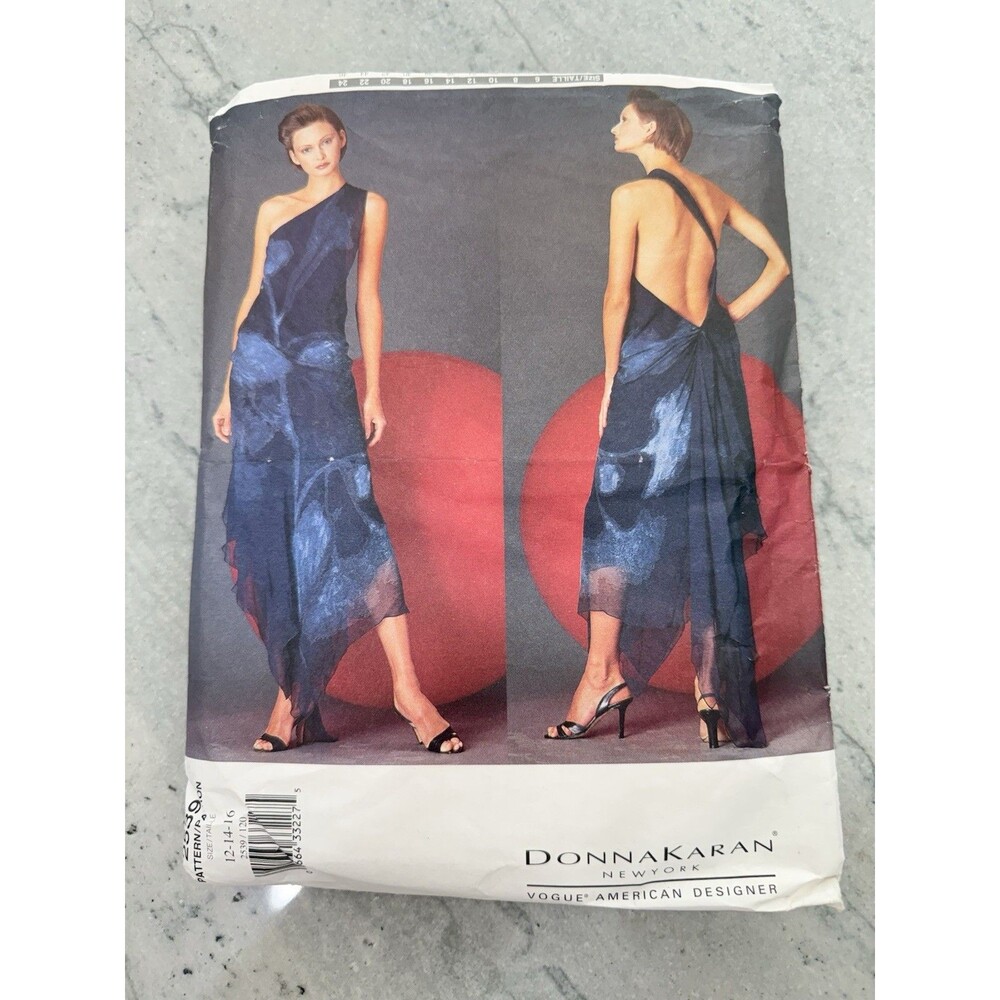 Vogue 2539 Donna Karan NY Bias Dress Sewing Pattern Sz 12-16 Evening Gown CUT